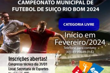 Campeonato Municipal de Futebol Suíço de Rio Bom está com inscrições abertas