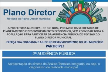 2ª Audiência Pública da Revisão do Plano Diretor Municipal de Rio Bom acontece em agosto