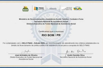 Rio Bom conquista o Selo FNAS 2025, reconhecimento nacional na área de assistência social