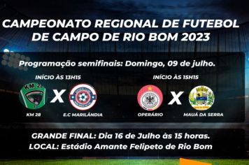 Semi-final do Campeonato Regional de Rio Bom acontece no próximo domingo