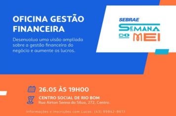 SEBRAE e Sala do Empreendedor promovem oficina de gestão financeira durante a Semana do MEI