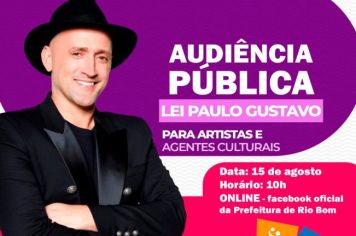 Audiência Pública vai debater Lei Paulo Gustavo em Rio Bom