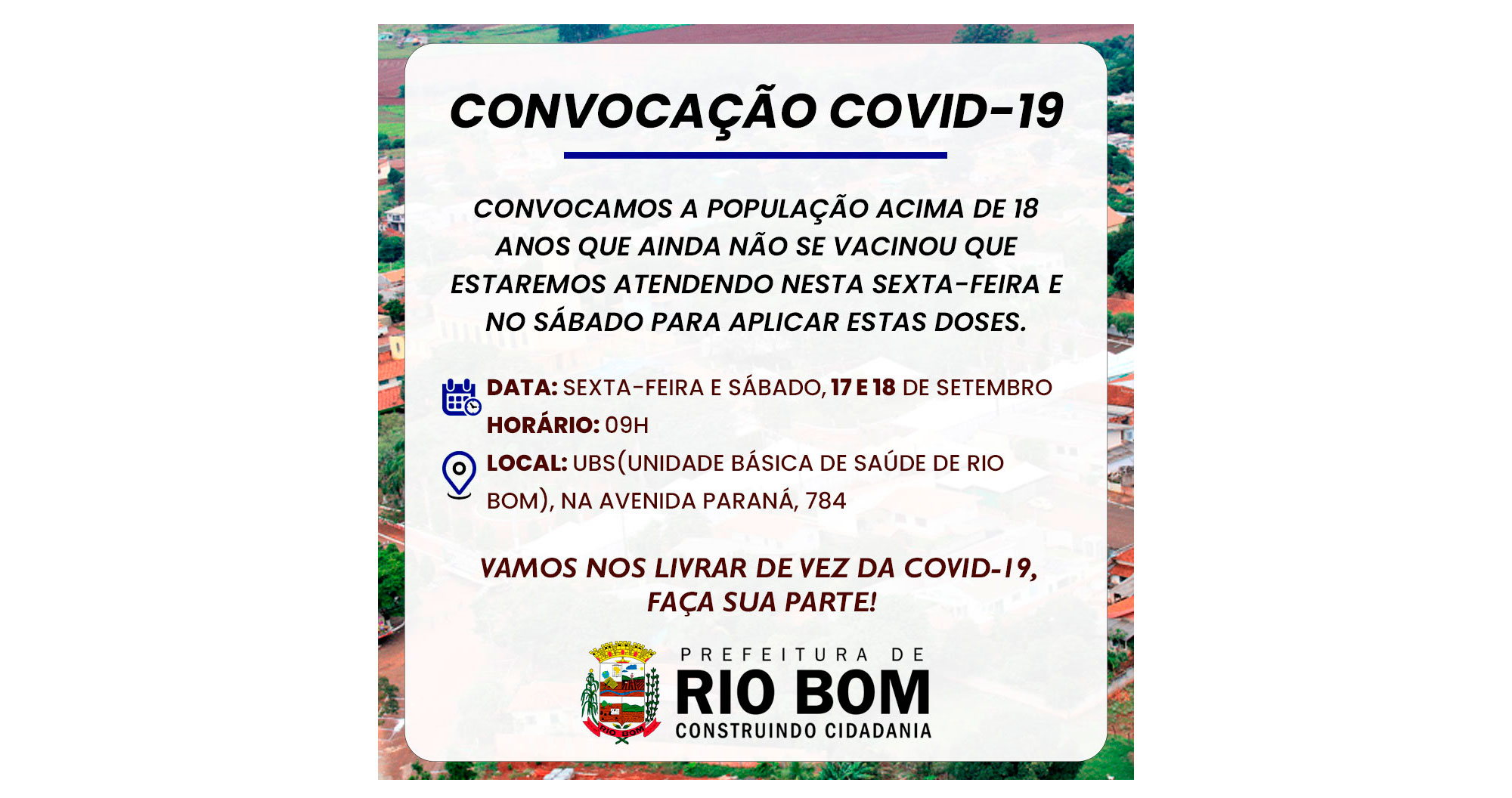 Saúde convoca população maior de 18 anos que ainda não se vacinou para a COVID-19