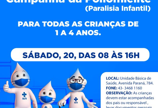 Neste sábado, 20, Rio Bom terá dia D de vacinação contra a poliomielite e multivacinação