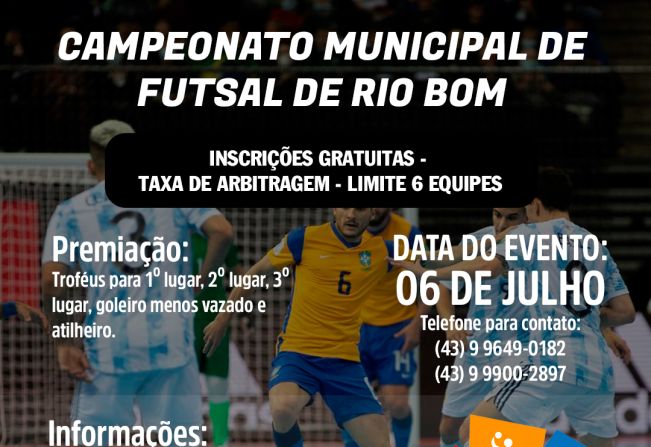 Rio Bom movimenta esporte com 3 campeonatos de futsal