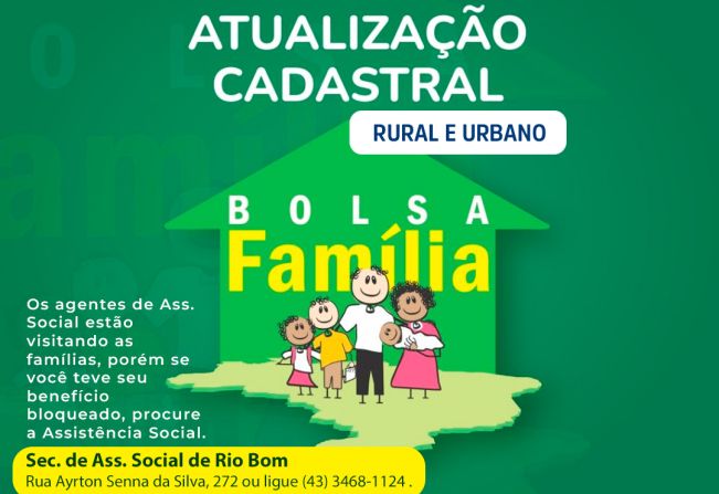 Rio Bom convoca beneficiários para atualização cadastral do Bolsa Família 