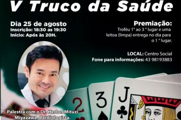 Truco da Saúde acontece dia 25/08 no Centro Social