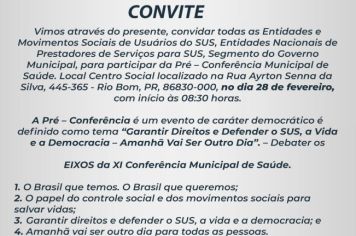 CONVITE Pré–Conferência Municipal de Saúde